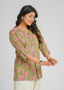 Block Printed Cotton Short Kurti