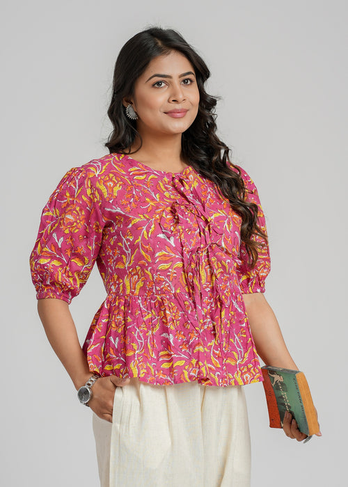 Block Printed Cotton Short Top