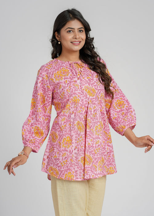 Block Printed Cotton Short Top