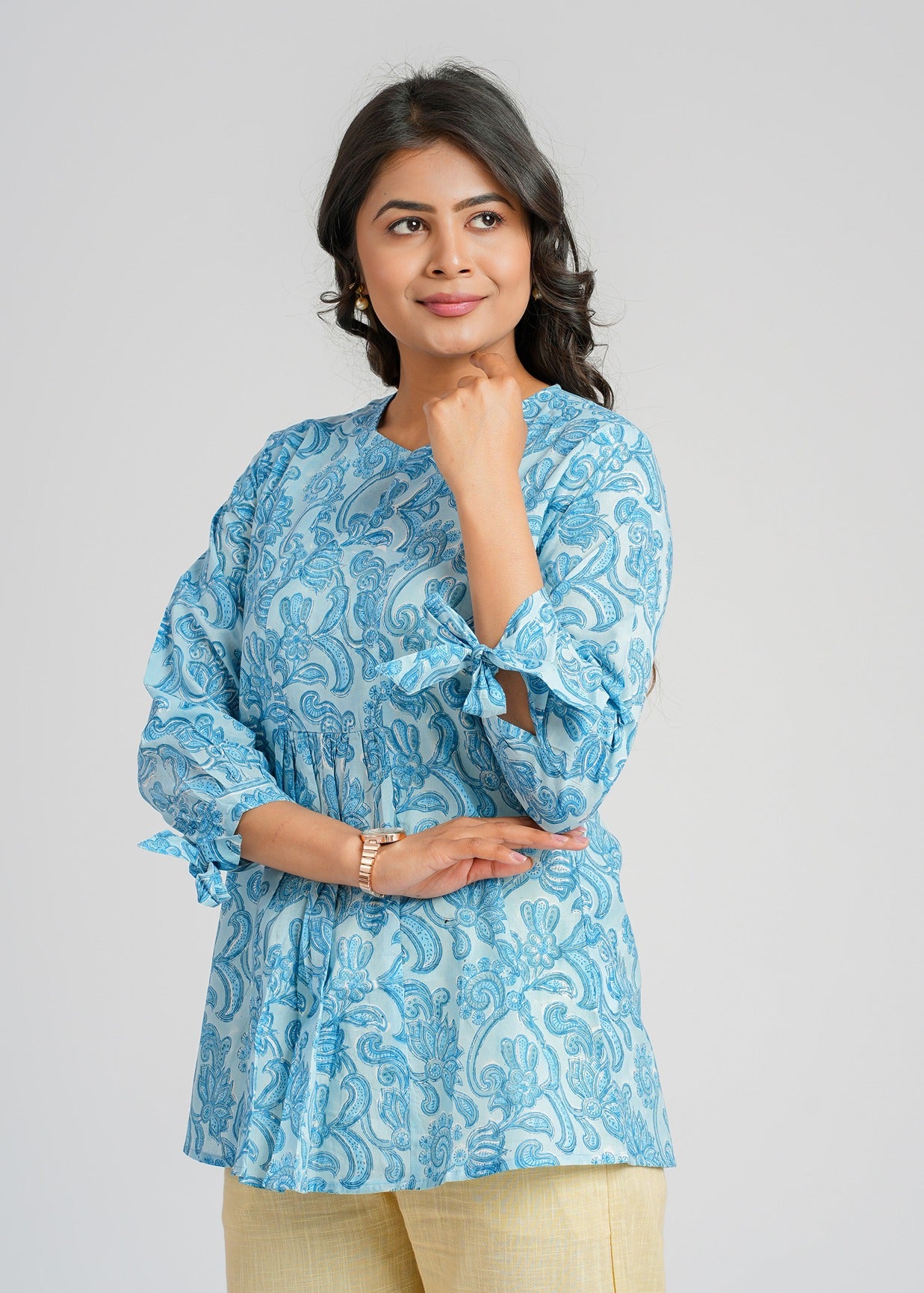 Block Printed Short Top