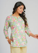 Block Printed Cotton Short Kurti