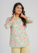 Block Printed Cotton Short Kurti