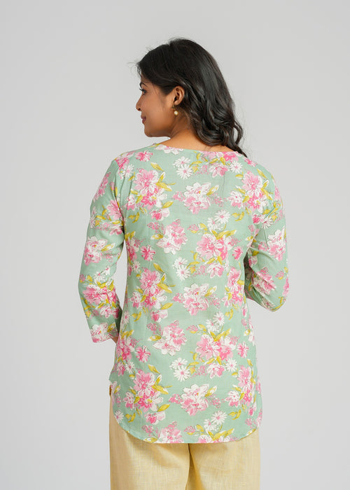 Block Printed Cotton Short Kurti