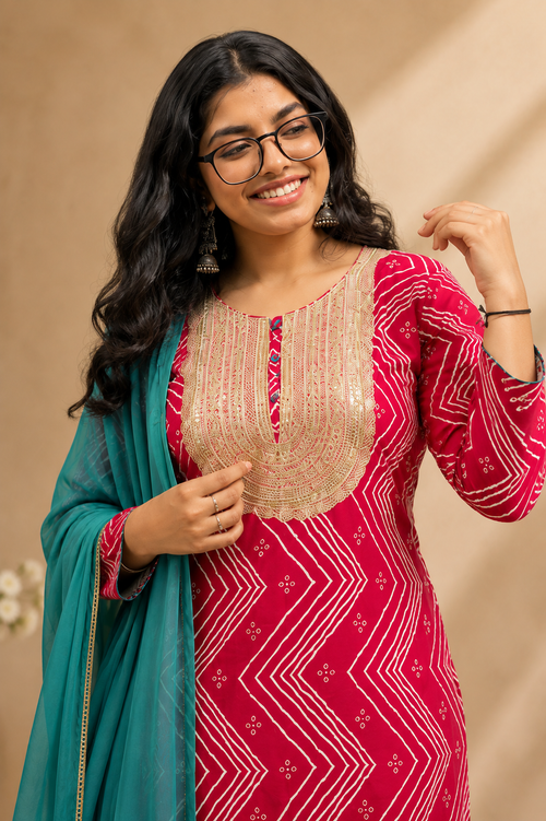 Gulab-e-Neel Kurta Set