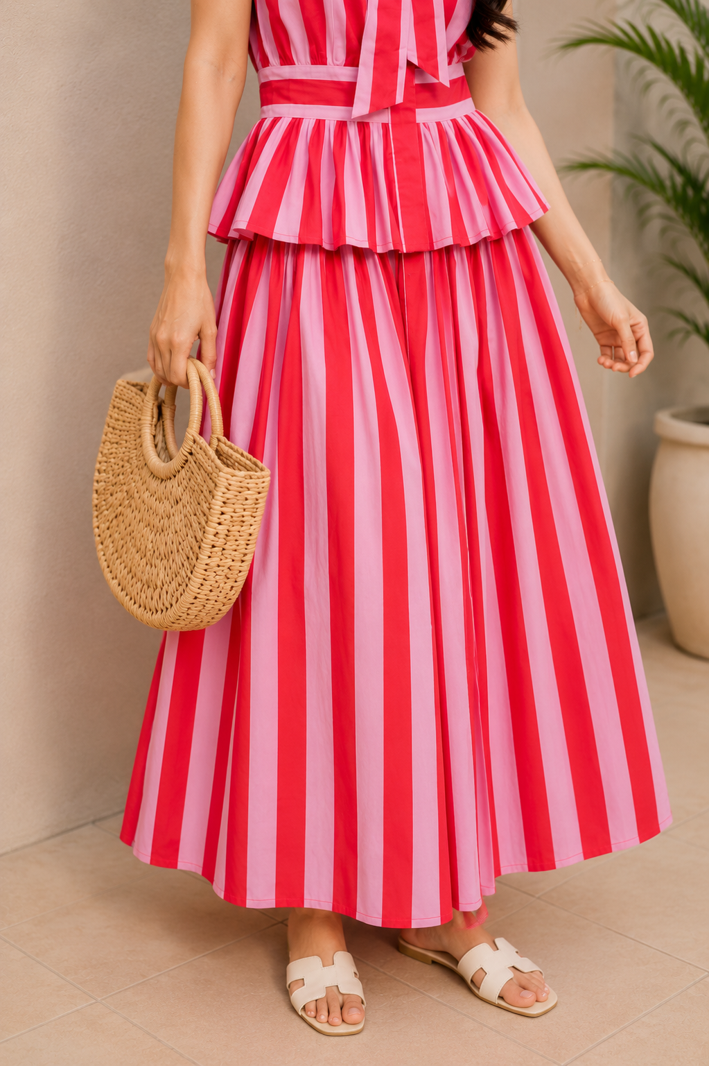 Candy Stripe Cotton Skirt