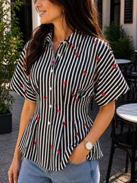Cupid Stripes Pleated Cotton Shirt