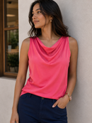 Coral Modal Satin Short Top