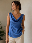 French Blue Modal Satin Short Top