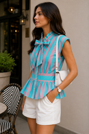 Bluebell Stripe Bow-Tie Cotton Top
