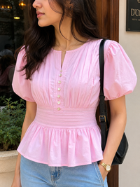 Blush Belle Smocked Cotton Top