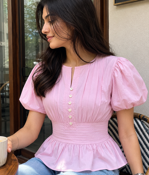 Blush Belle Smocked Cotton Top