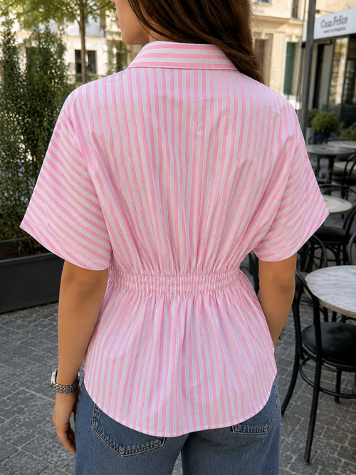 Pink Sorbet Pleated Cotton Shirt