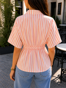 Peach Breeze Pleated Cotton Shirt