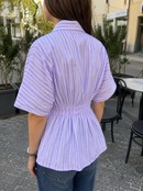 Lilac Pleated Cotton Shirt