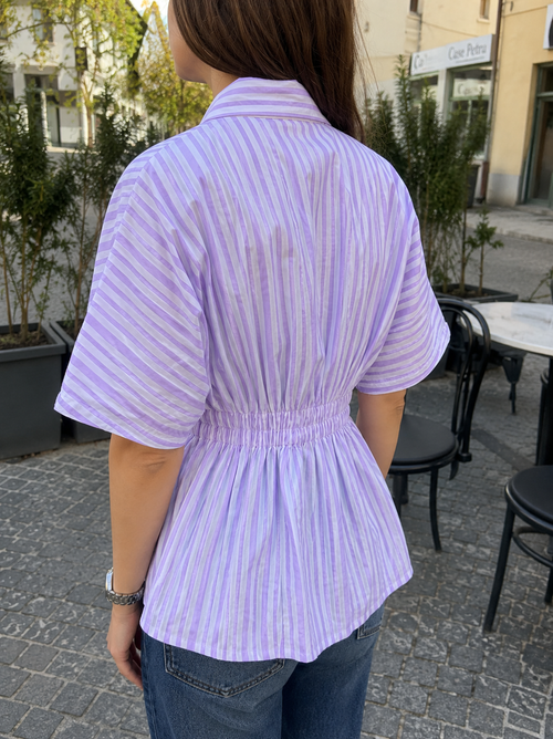 Lilac Pleated Cotton Shirt