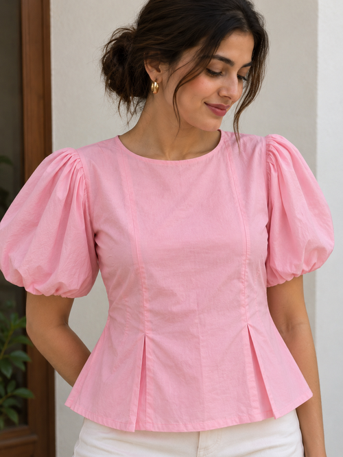 Pink Élan Cotton Short Top