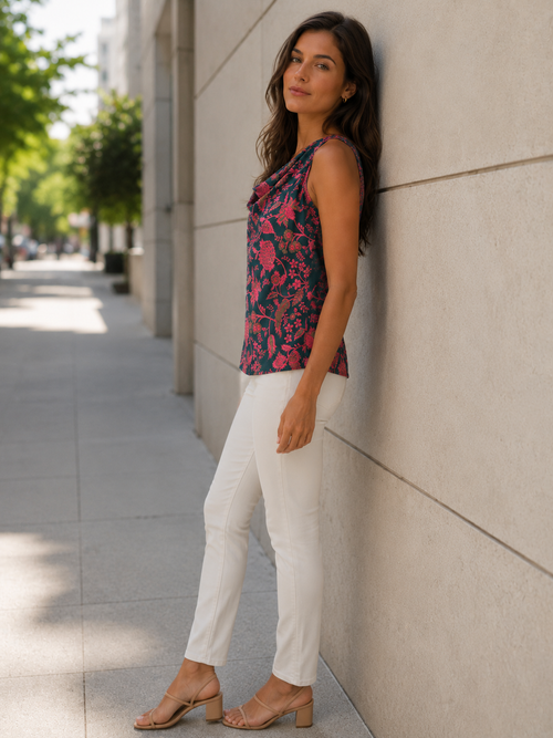 Misty Green Modal Satin Short Top