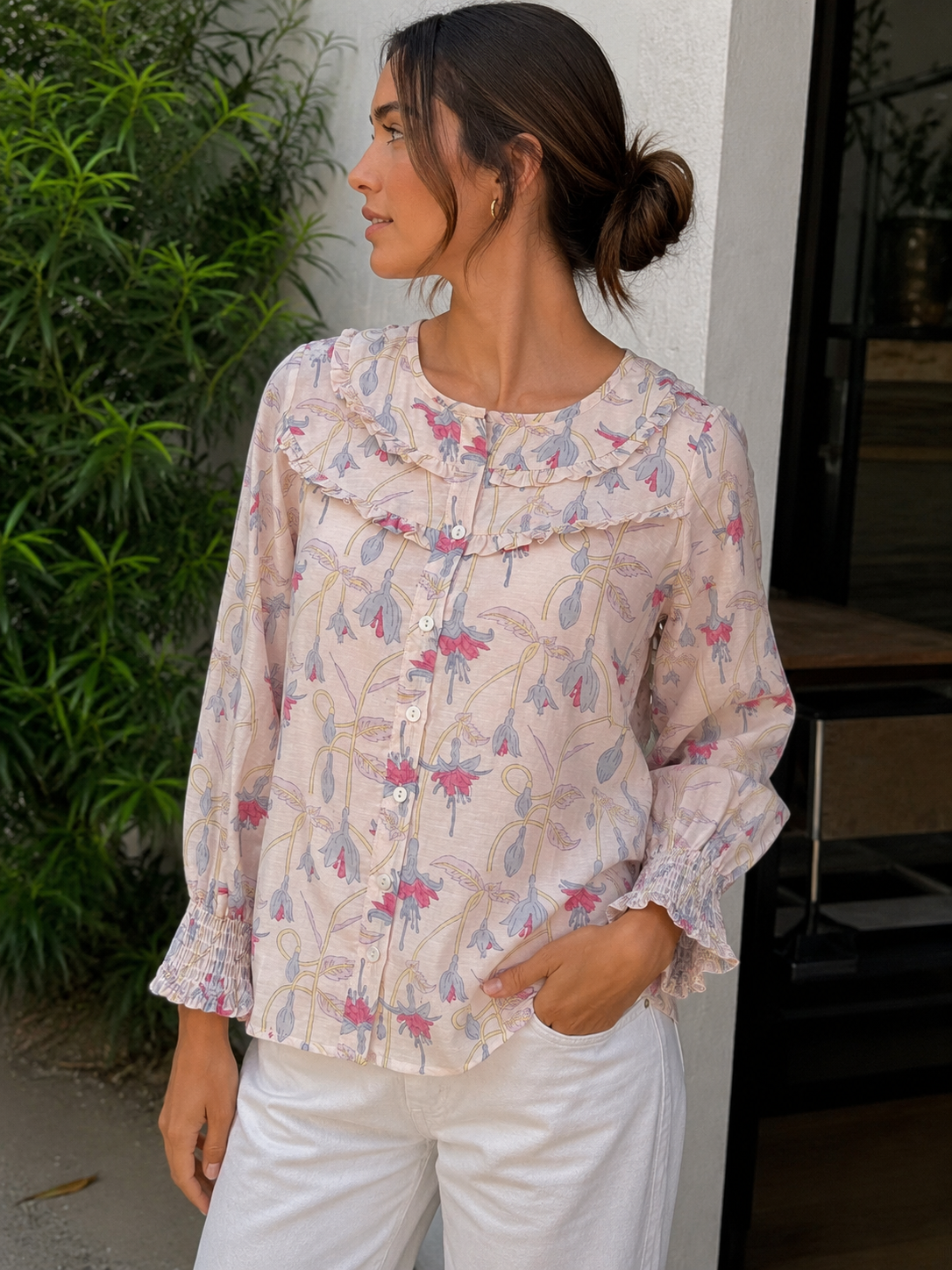Petal Pixie Chanderi Silk Short Top