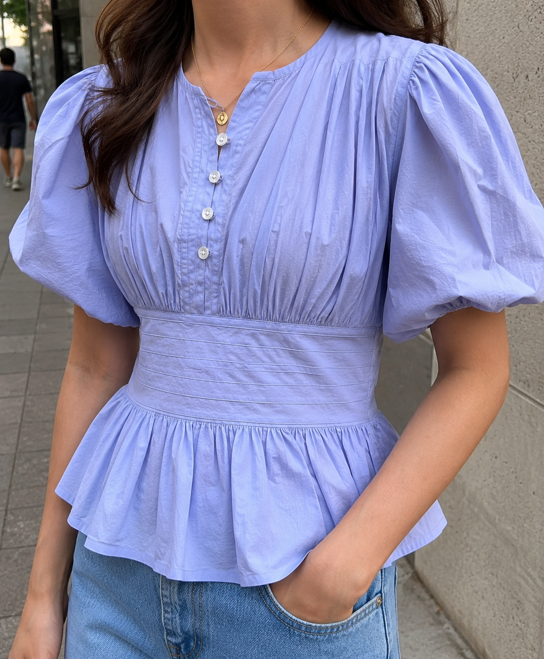 Periwinkle Smocked Cotton Top