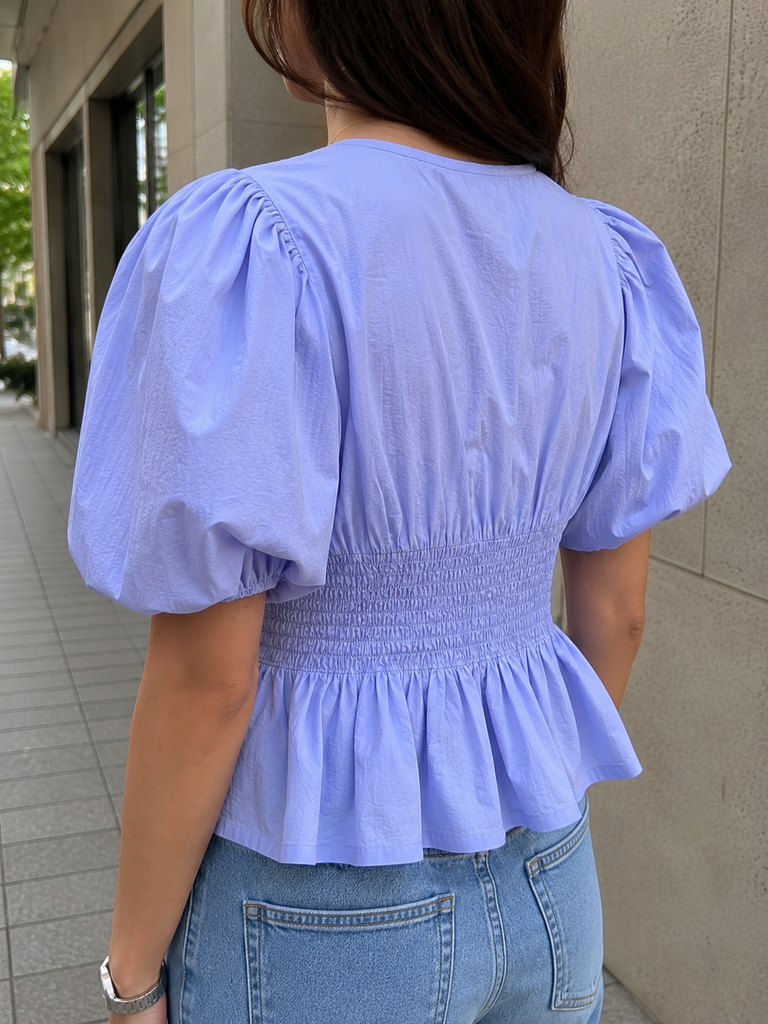 Periwinkle Smocked Cotton Top