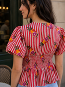 Grapefruit Smocked Cotton Top