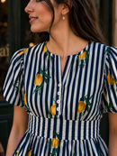 Amalfi Lemon Smocked Cotton Top