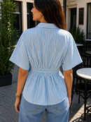 Sky Breeze Pleated Cotton Shirt