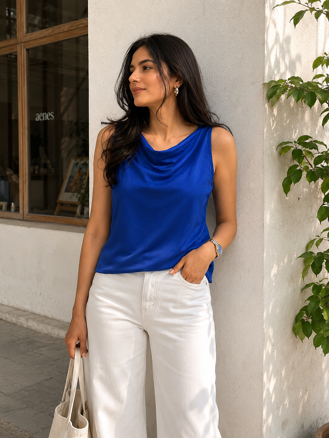 Blue Modal Satin Short Top - Pre Order