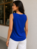 Blue Modal Satin Short Top - Pre Order