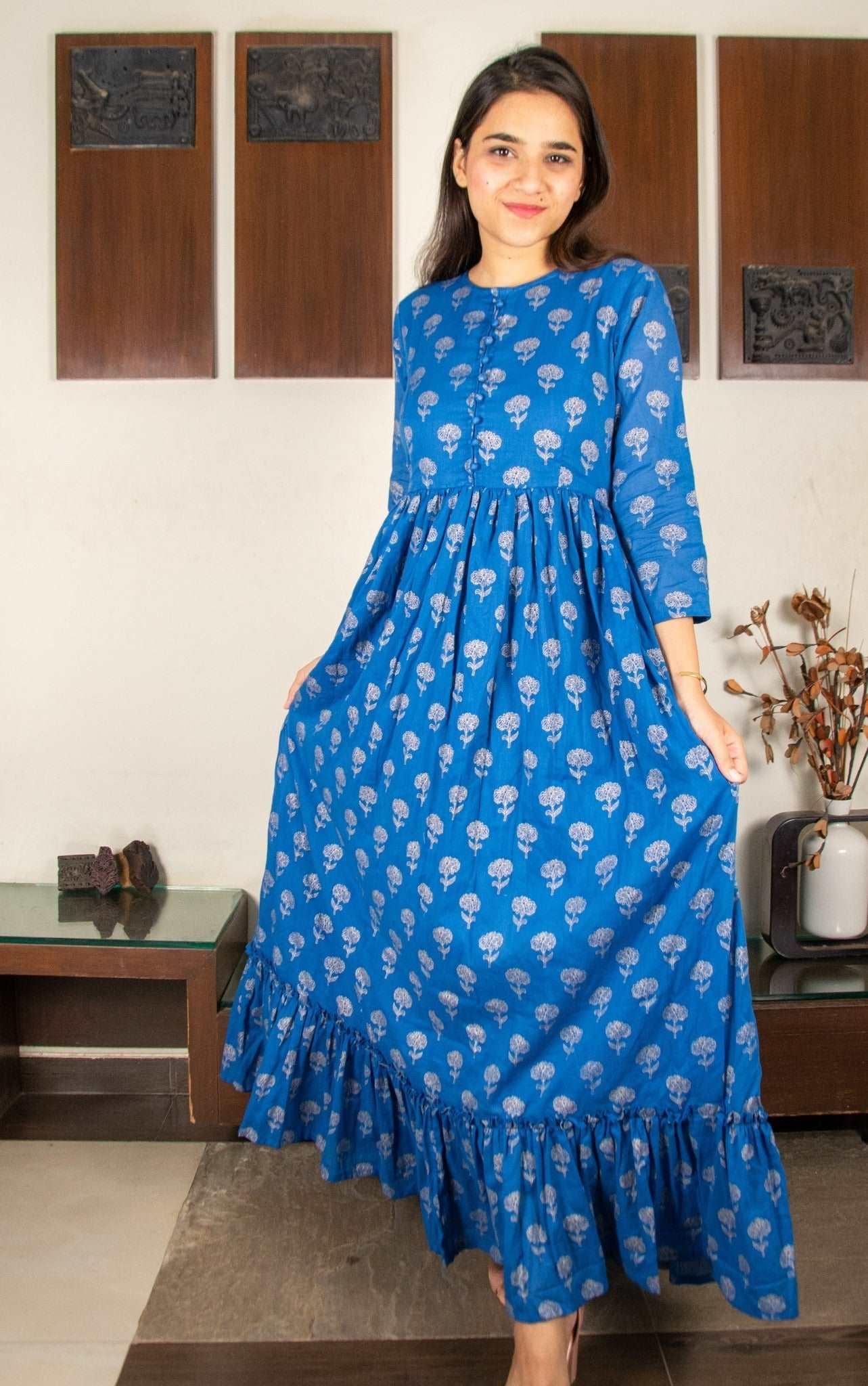 'Marigold' Blue Maxi Dress