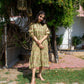 'Maheshwari Silk' Olive Green Printed Dress