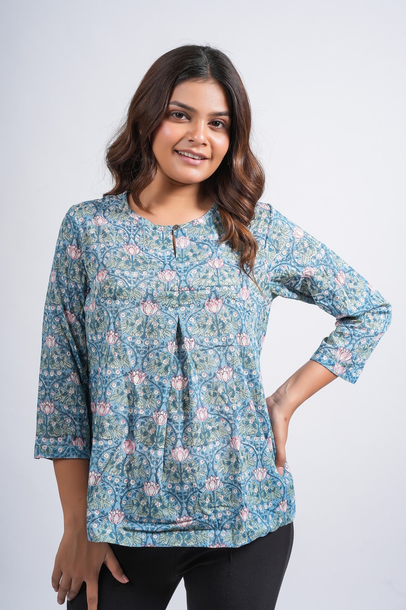 Block Printed Cotton Short Top