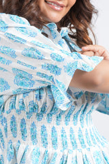 Crystal Bloom Smocked Peplum Top