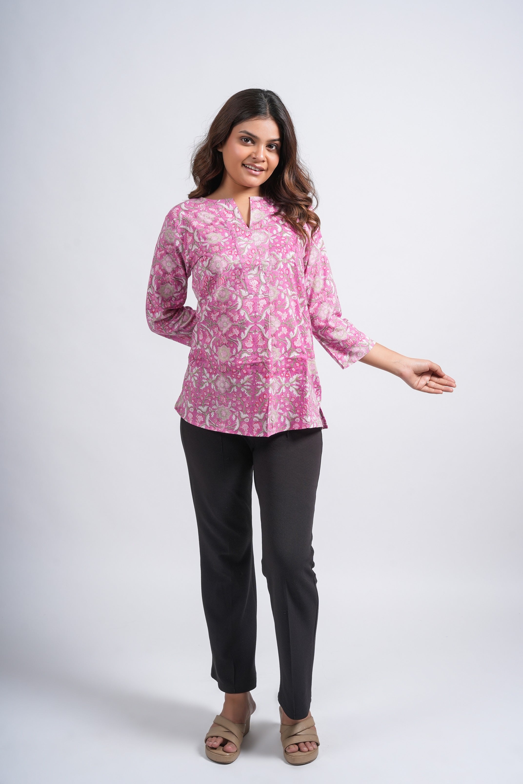 Pink Petal Printed Short Top