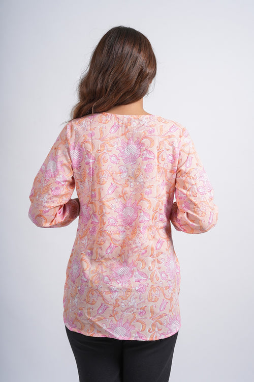 Block Printed Cotton Short Kurti