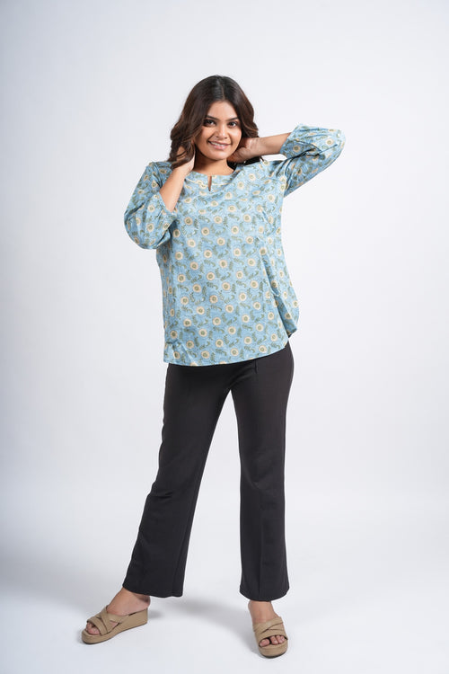 Block Printed Cotton Short Kurti