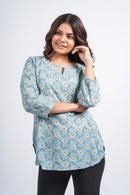 Block Printed Cotton Short Kurti