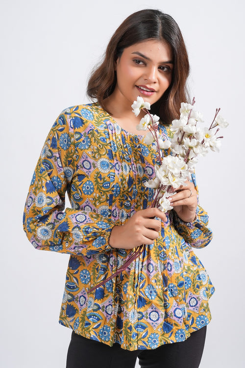 Block Printed Cotton Short Top