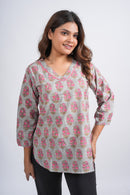 Block Printed Cotton Short Kurti