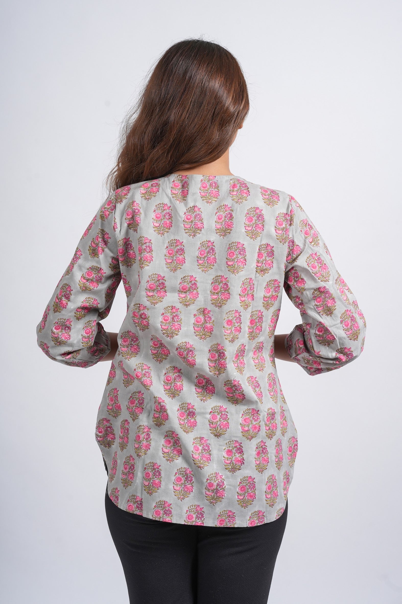 Block Printed Cotton Short Kurti