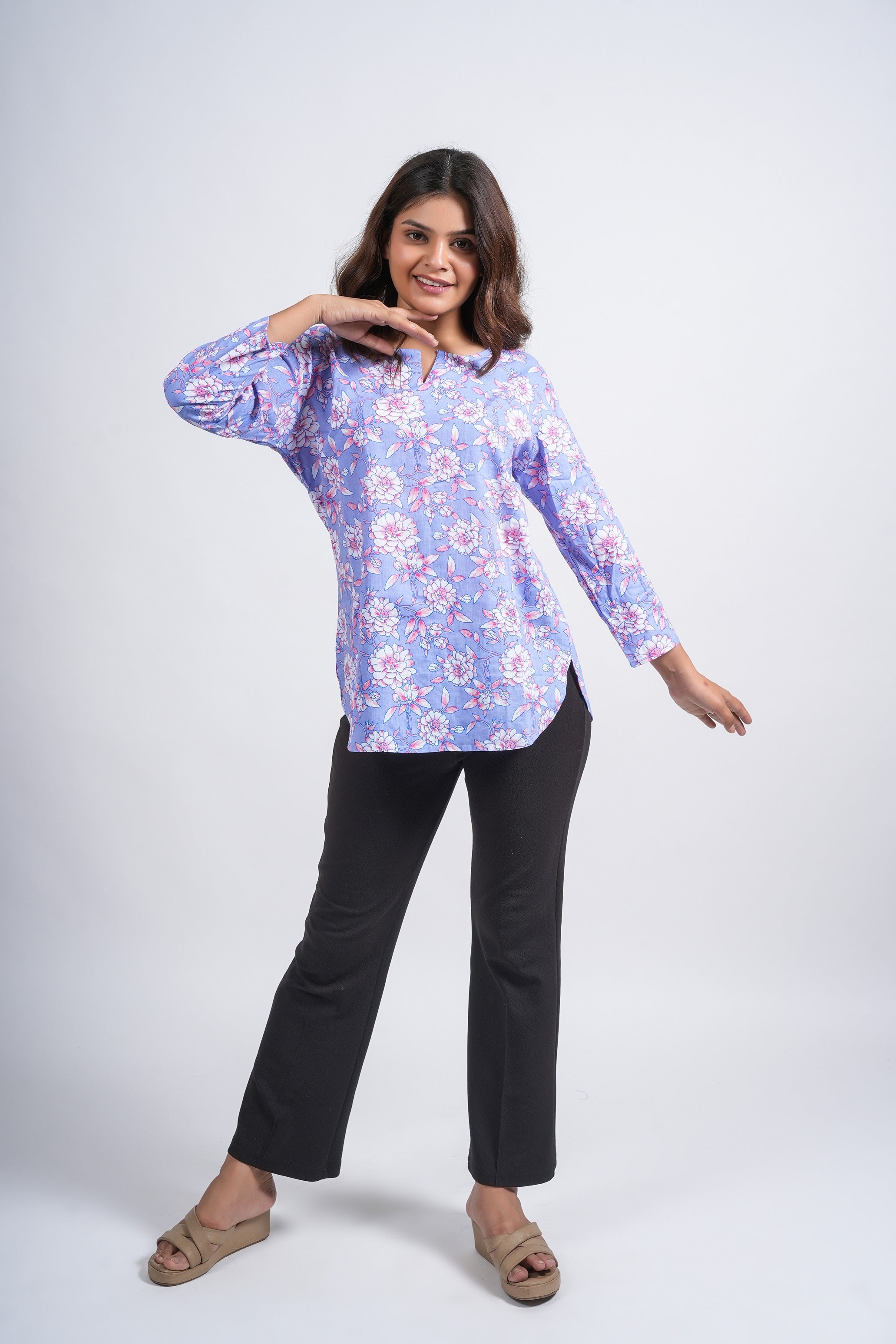 Lilac Lotus Printed Short Top