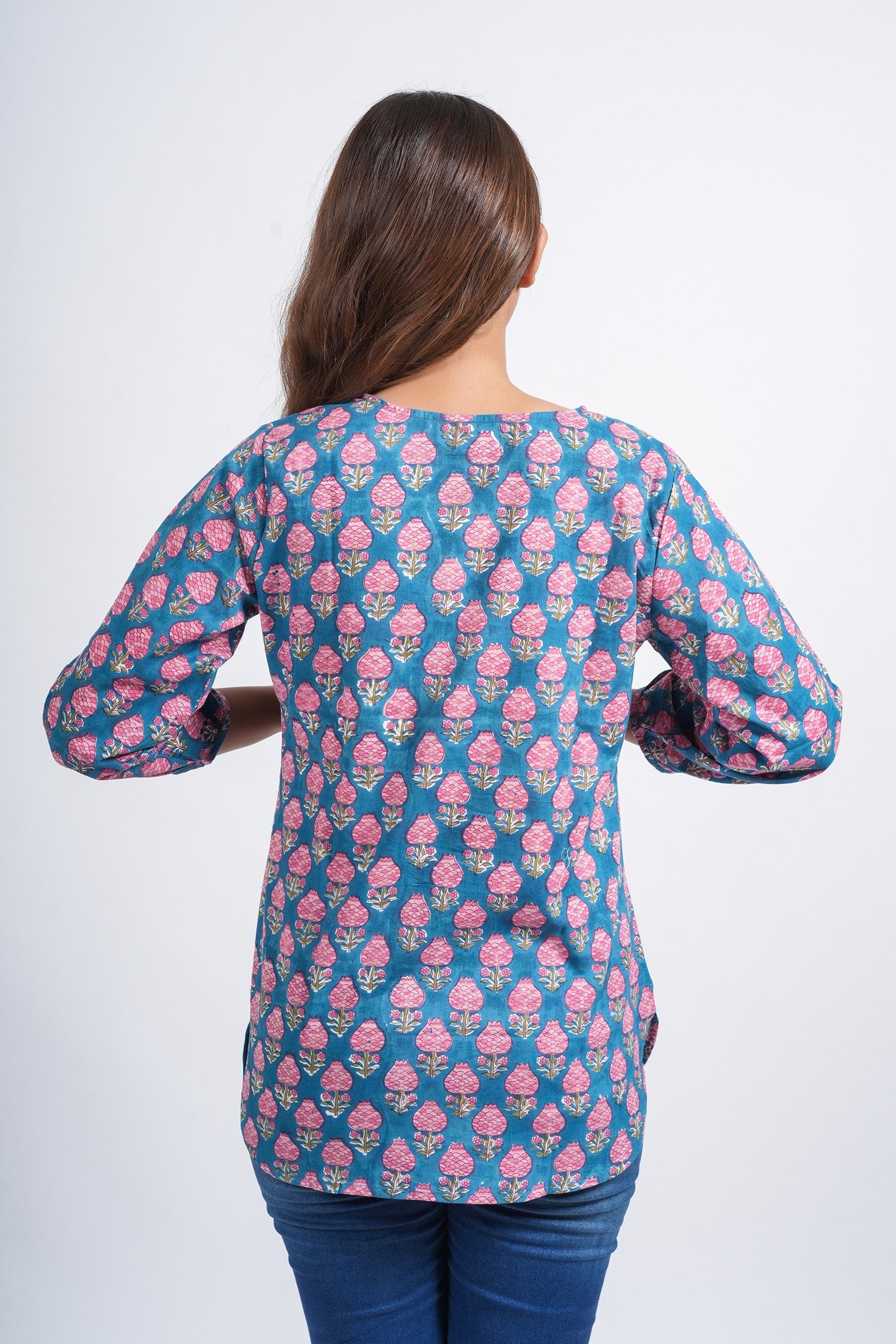 Peony Mist Block Printed Short Top