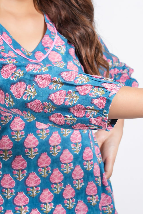 Block Printed Cotton Short Top