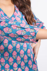 Peony Mist Block Printed Short Top