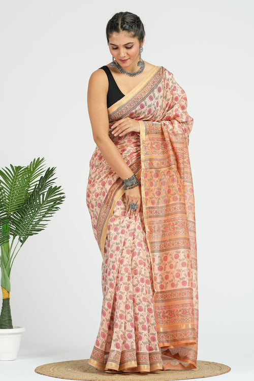 Red Chanderi Silk Saree