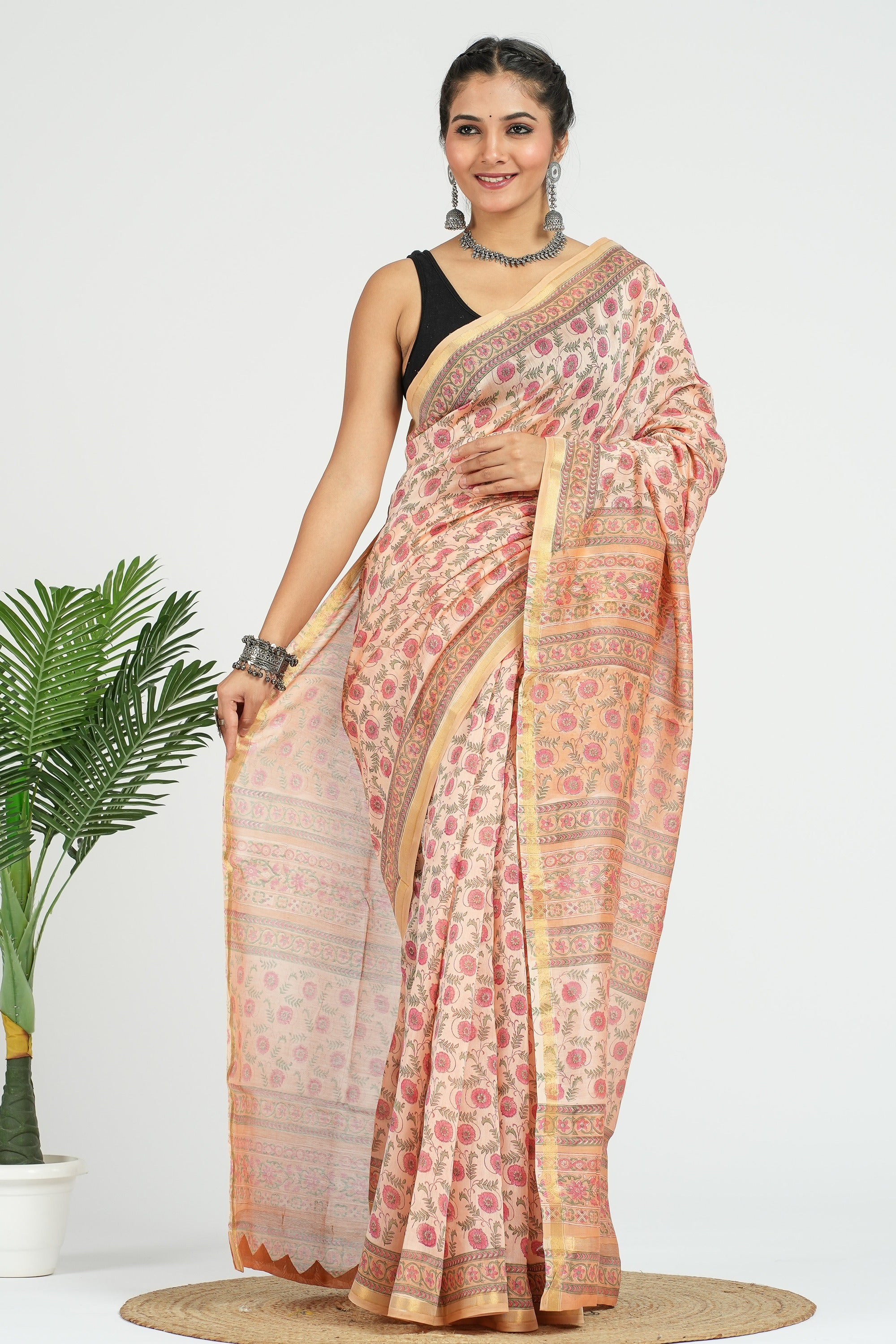 Red Chanderi Silk Saree