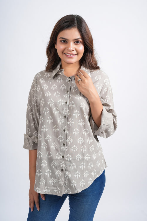Block Printed Cotton Women's Shirt