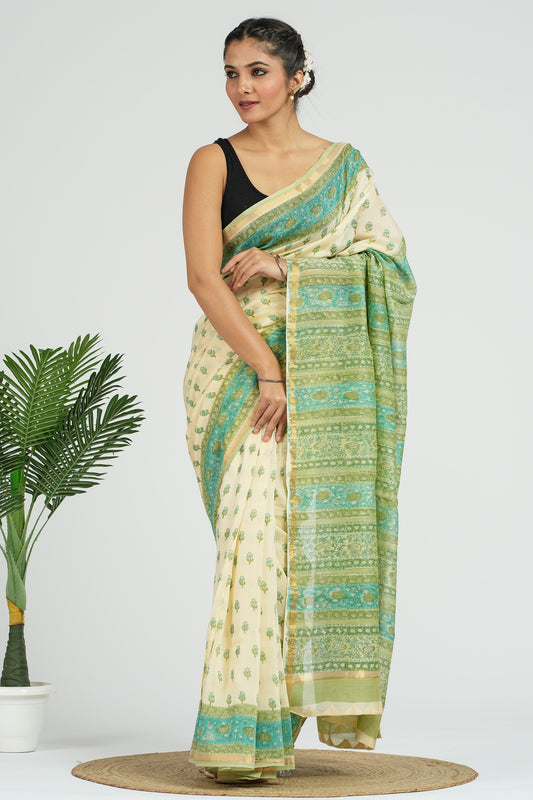Green Chanderi Silk Saree