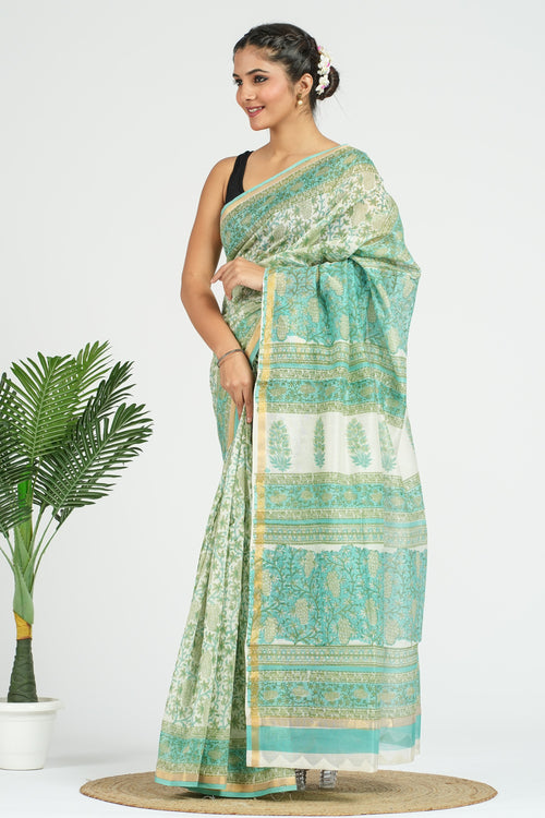 Green Chanderi Silk Saree
