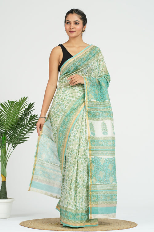 Green Chanderi Silk Saree